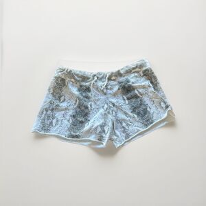 Monrow Size Large White Casual Lounge Cut Off Drawstring Mini Shorts Snake Print
